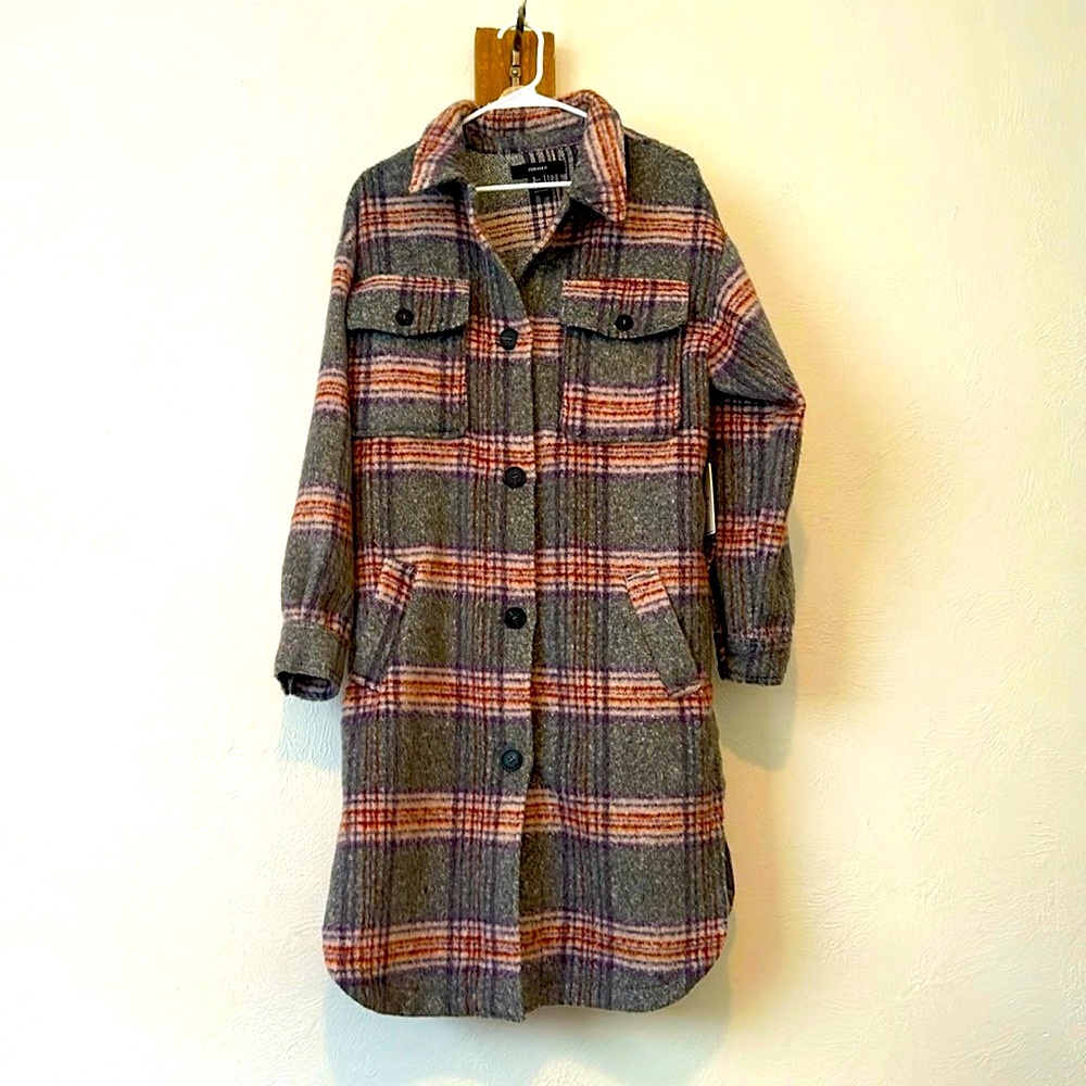 Forever 21 long Plaid Jacket